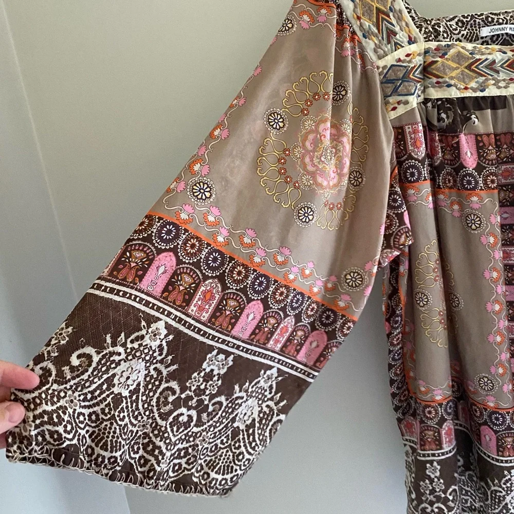 Johnny Was Flora Lace blouse 100% silk bohemian top new with tags size XL - Picture 3 of 9